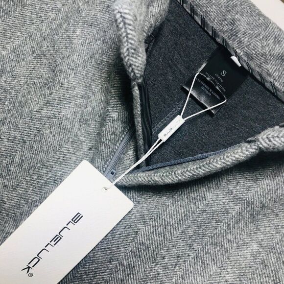 Blueluck Wool Micro Chevron Woven Knit High Rise Pants In Grey Size Small - Picture 5 of 7